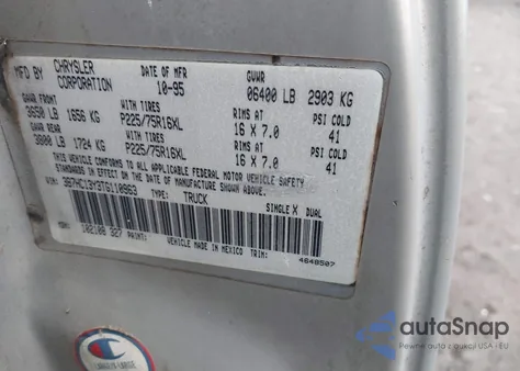 1996 Dodge Ram 1500 from USA, damaged, VIN 3B7HC13Y3TG110963